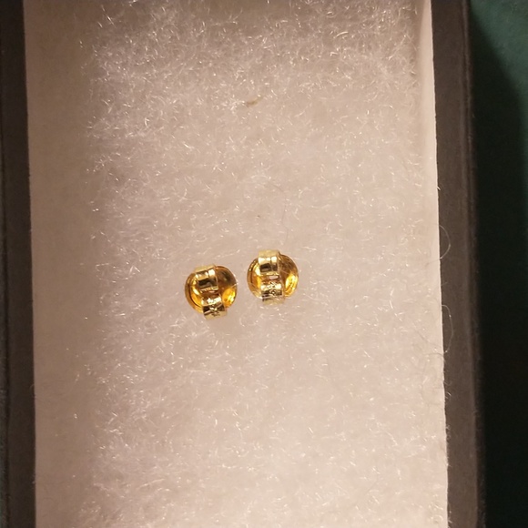 Genuine Ivory & 14 karat gold hoop earrings w/ gold ribboning, posts & backings - Picture 6 of 8